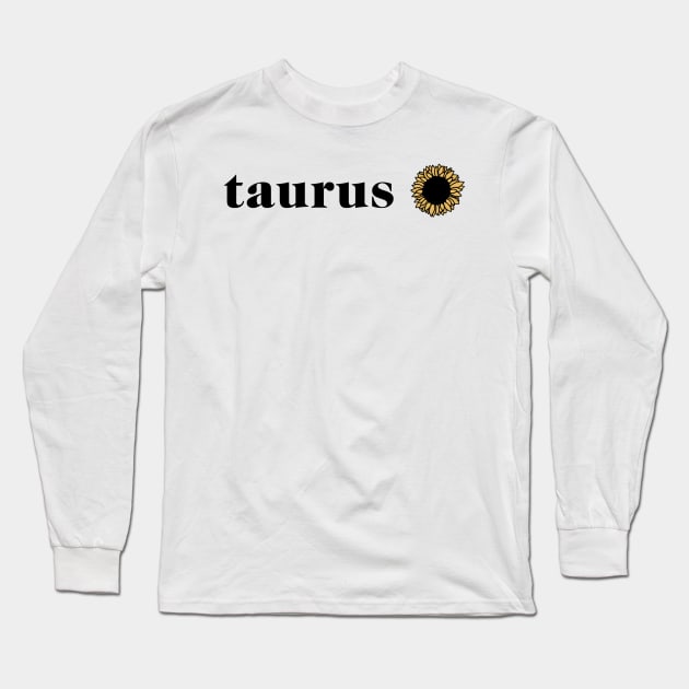 Taurus Sunflower Retro Zodiac Long Sleeve T-Shirt by aterkaderk